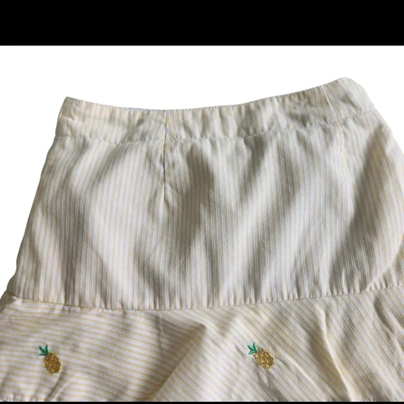 Florence Eiseman Yellow White Stripe Pineapple Embroidered Skirt Girls Size 4 - Picture 3 of 6